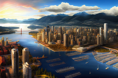 Beautiful view of Vancouver, British Columbia, Canada. Generative Aiの素材