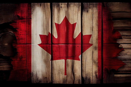 Canada grunge wooden flag. Generative Aiの素材