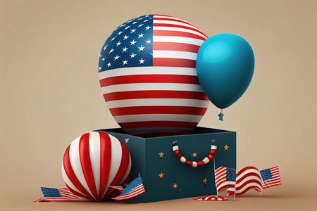usa labor day sale banner. usa labor day celebration with american balloons flag. Generative Aiの素材