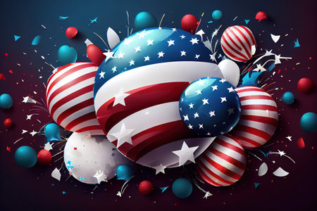 Happy 4th of July, united states of America independence day. Generative Aiの素材