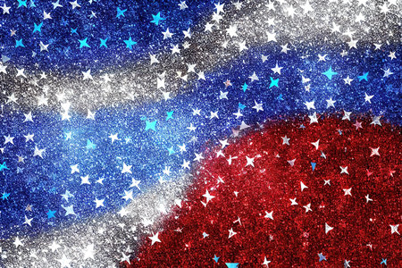 Abstract patriotic red white and blue glitter sparkle background for voting, memorial, labor day. Generative Aiの素材