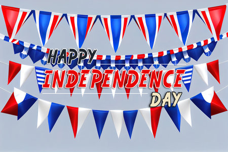 Blue white and red party garlands with pennants. buntings set. Generative Aiの素材