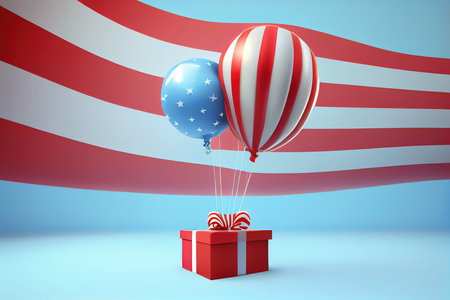 usa labor day sale banner. usa labor day celebration with american balloons flag. Generative Aiの素材