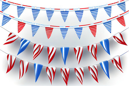 Blue white and red party garlands with pennants. buntings set. Generative Aiの素材