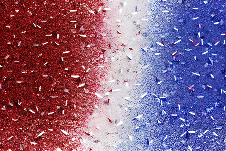 Abstract patriotic red white and blue glitter sparkle background for voting, memorial, labor day. Generative Aiの素材