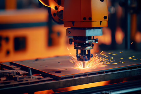 Close-up of automated robot. Generative Aiの素材