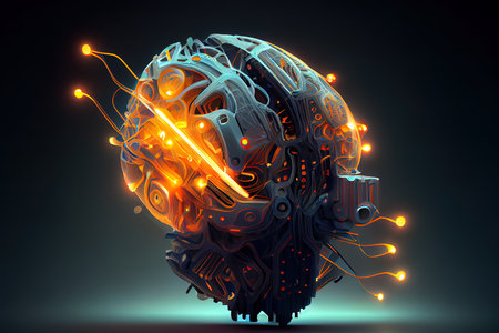 Futuristic artificial brain. Generative Aiの素材