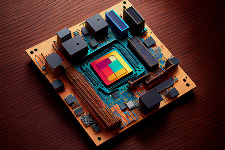 CPU chip isometric view. Generative Aiの素材