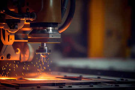 Close-up of automated robot. Generative Aiの素材