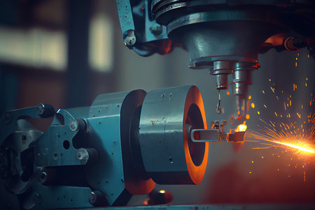 Close-up of automated robot. Generative Aiの素材