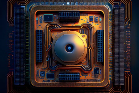 Detail of surreal computer cpu. Generative Aiの素材