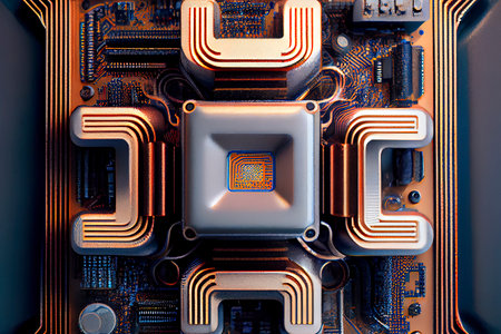 Detail of surreal computer cpu. Generative Aiの素材