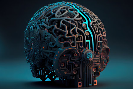 Futuristic artificial brain. Generative Aiの素材