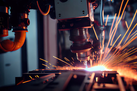 Close-up of automated robot. Generative Aiの素材