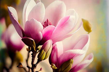 flower of blossoming magnolia tree in springtime. Generative Aiの素材