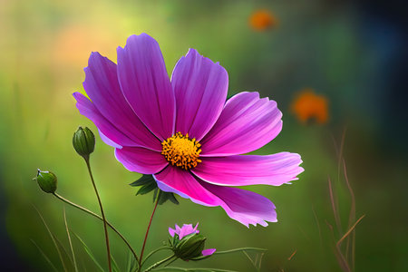 Cosmos flower in the field. Generative Aiの素材