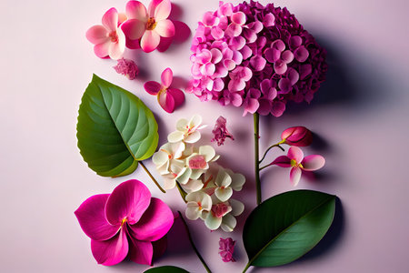 pink wall with pink orchid. Generative Aiの素材