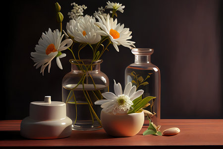 Spa still life with white flowers. Generative Aiの素材