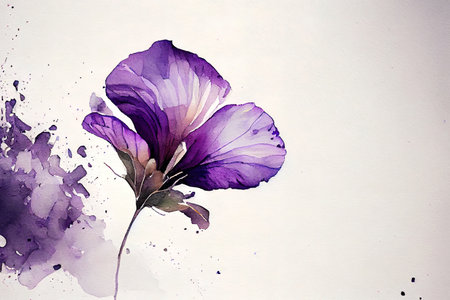 Watercolor Purple flower petal, art style. Generative Aiの素材