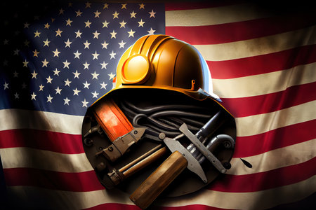 United States of America with worker tools. Generative Aiの素材