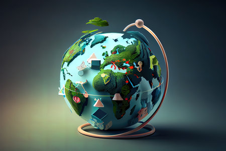 world health day. Stethoscope wrapped the globe illustration. Generative Aiの素材