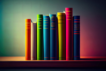 Row of of colorful books on background. Generative Aiの素材