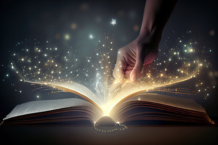 magic book with magic light. Generative Aiの素材
