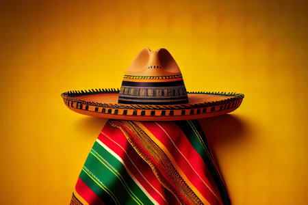 Mexican hat sombrero with mustacheの素材
