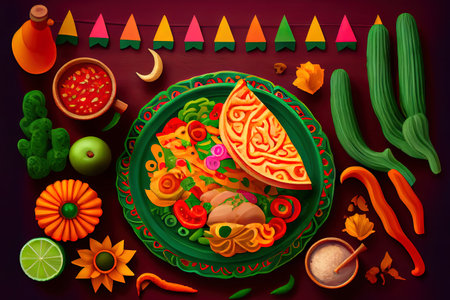 Creative greeting card for hot dog day. Food ballon. Colorful background. Generative Aiの素材