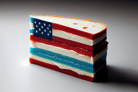 Top view of notebook with cupcakes and american flag. Generative Aiの素材