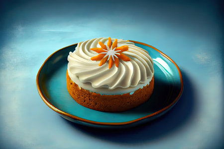 piece of carrot cake with cream cheese frosting, fine dining. Generative Aiの素材