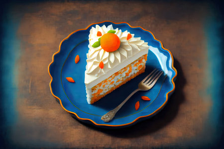 Carrot cake with cream cheese frosting decorated. Generative Aiの素材