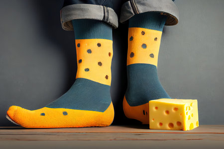 national cheesy socks day. Generative Aiの素材