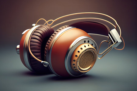 Headphone podcast tool 3d rendering illustration. Generative Aiの素材