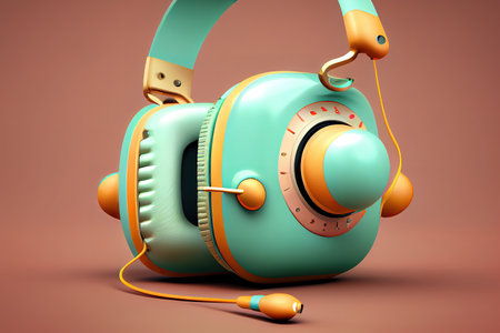 Headphone podcast tool 3d rendering illustration. Generative Aiの素材