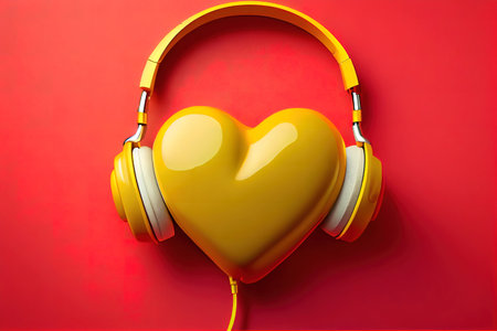 Listen to your heart. Love music concept. Generative Aiの素材