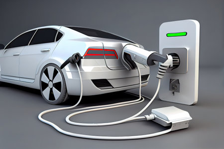 The car and electric plug. Generative Aiの素材