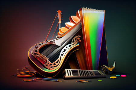 music festival concept design for social media and community watercolor vector. Generative Aiの素材