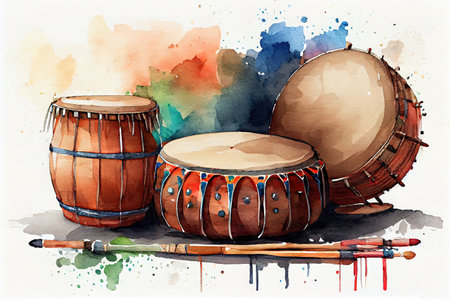 Indian musical instrument illustration. Generative Aiの素材