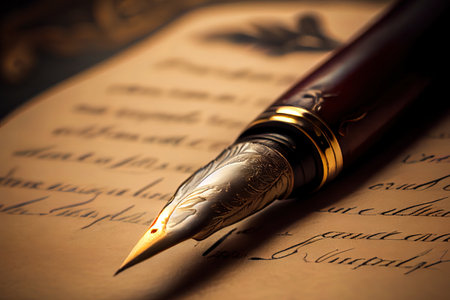 Ink fountain pen isolated on a white. Generative Aiの素材