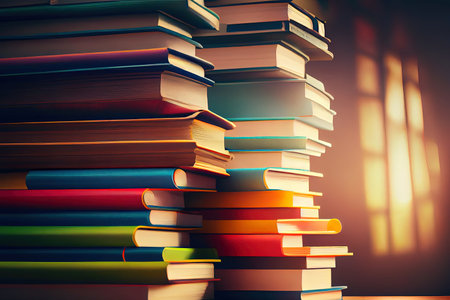 Book in library with old open textbook. Generative Aiの素材
