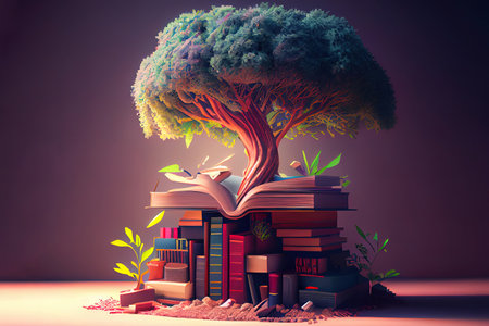 education concept with tree of knowledge planting. Generative Aiの素材