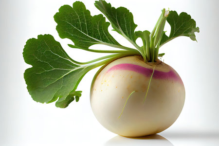 Whole fresh ripe turnip on white background Ai generativeの素材