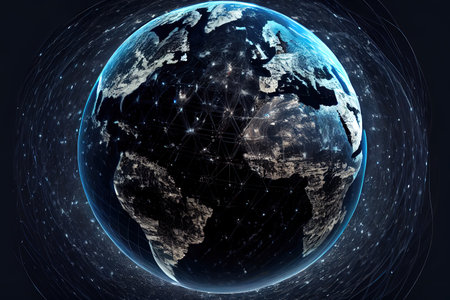 Amazing Global network for the exchange of data on the planet Earth Ai generativeの素材