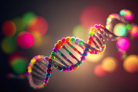 Surprising DNA and isolated soft background, mix color, 3d rendering Ai generativeの素材