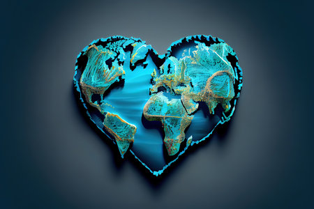 Female hands, painted in the world map. Generative Aiの素材