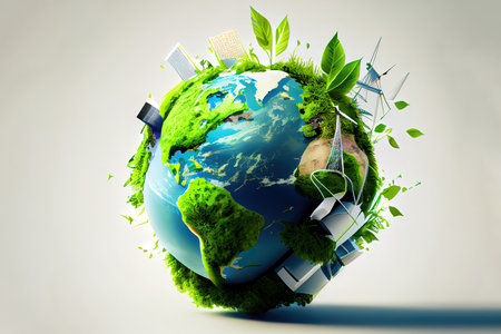 Renewable energy concept Earth Day or environment protection. Generative Aiの素材