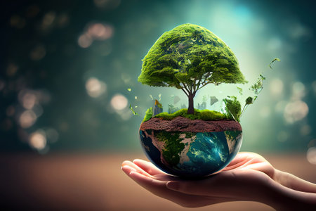 Earth Day or World Environment Day concept. Generative Aiの素材