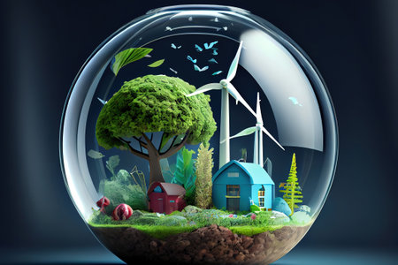 World environment and earth day concept with glass globe. Generative Aiの素材