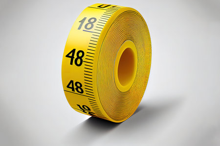 Yellow measuring tape isolated on white background. Generative Aiの素材